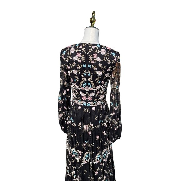 Mac Duggal 35111 Floral Embellished Embroidered Gown Blouson Sleeves Size 6 NWT - Picture 3 of 12